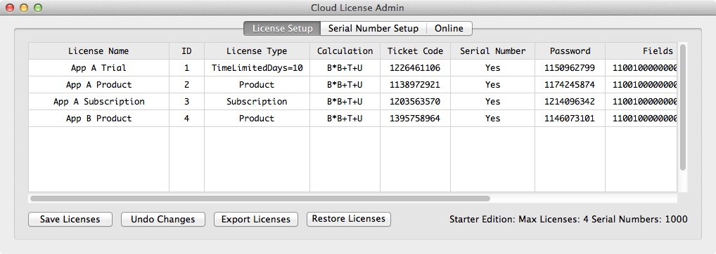 Cloud License Server Admin