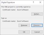 Digitally Sign VBA for Excel Workbook