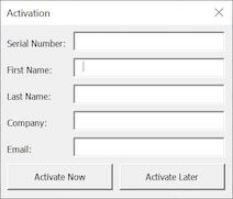 Activation dialog for Excel workbook licensed with ExcelCL Windows